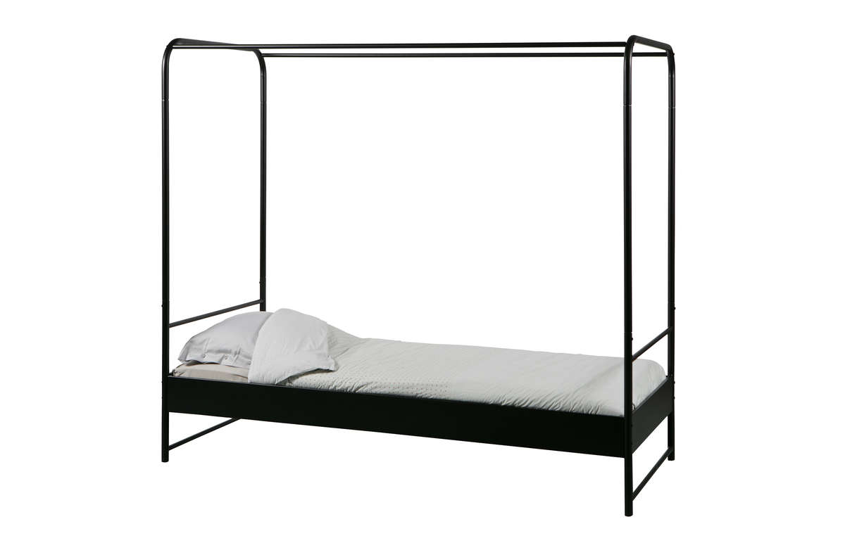 Łóżko BUNK metalowe czarne 90x200 cm