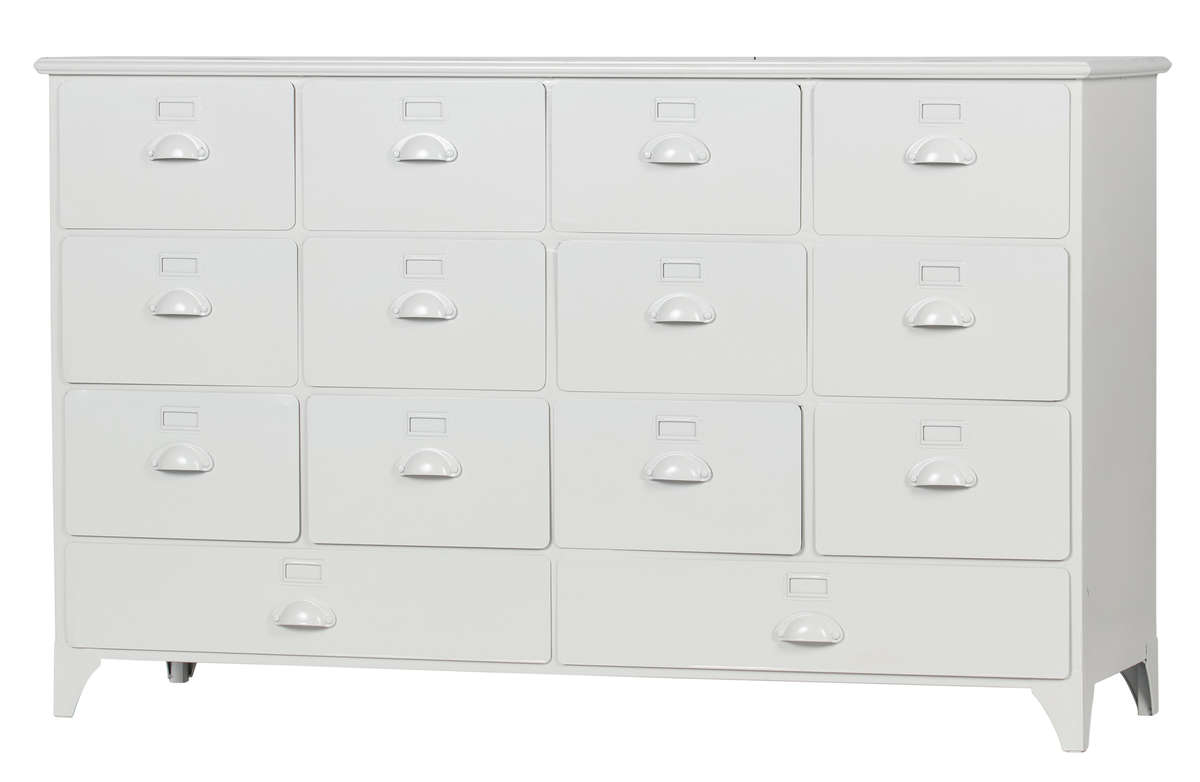 Komoda/ szafka Archive z szufladami metalowa biała