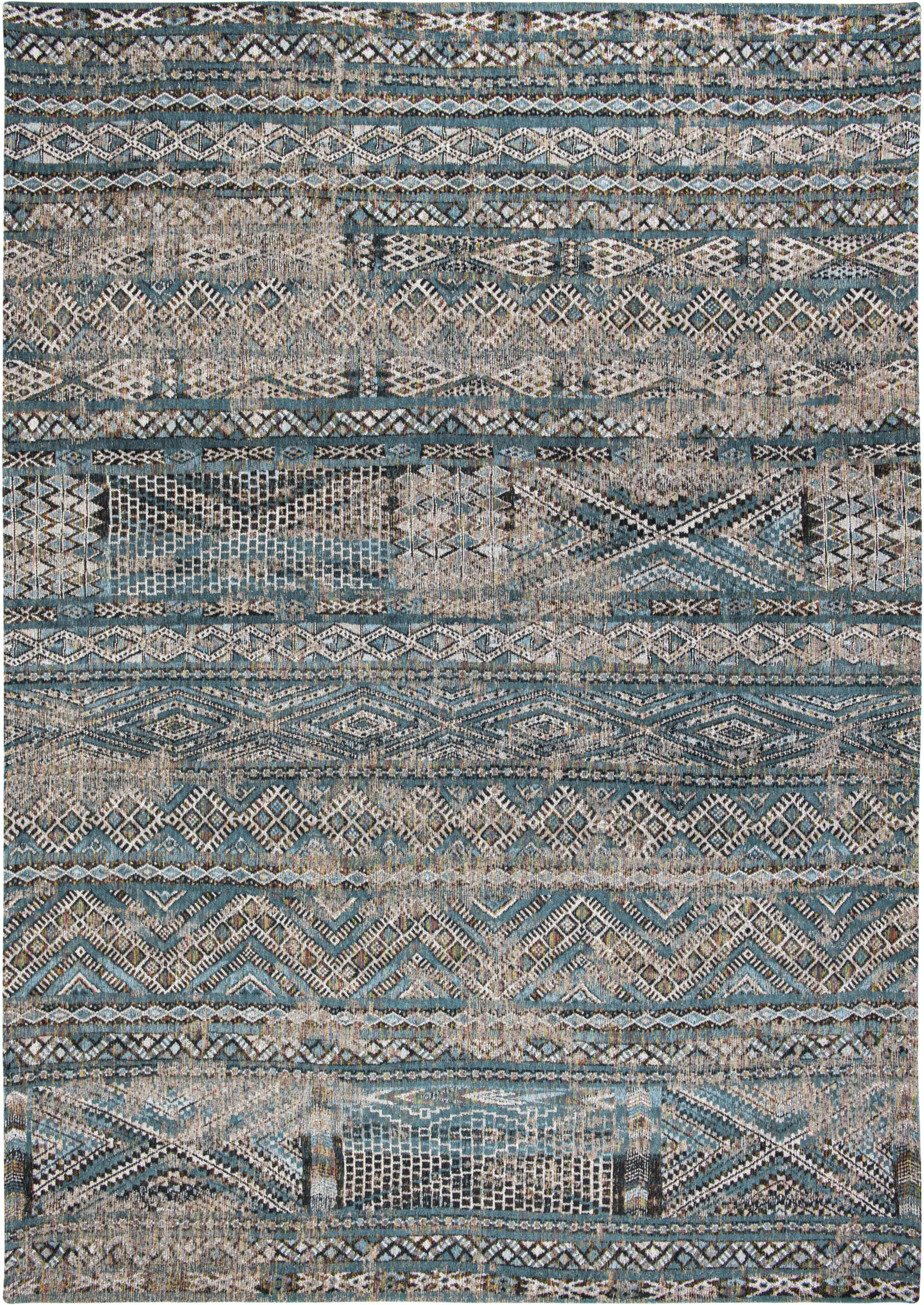 Wielokolorowy Kilimowy Dywan - ZEMMURI BLUE 9110 - Rozmiar: 140x200 cm