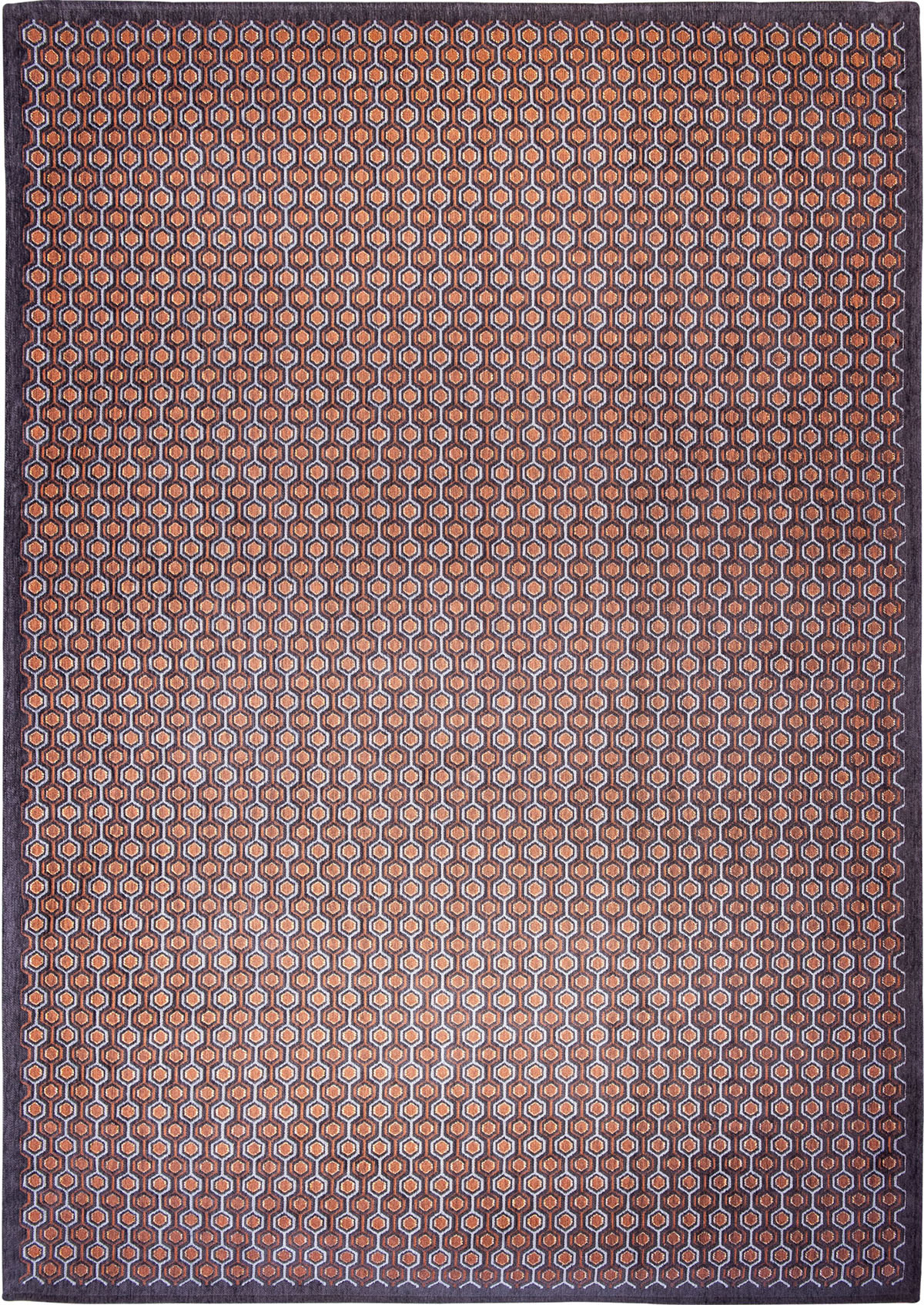 Szaro Pomarańczowy Dywan Nowoczesny - NUOVO RAME 9016 - Rozmiar: 170x240 cm