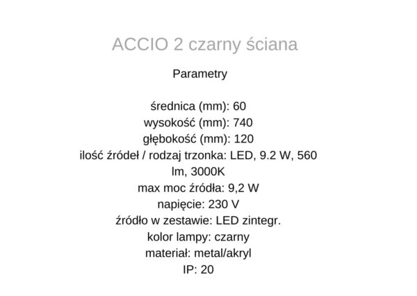 Lampa ścienna ACCIO 2 czarny ściana