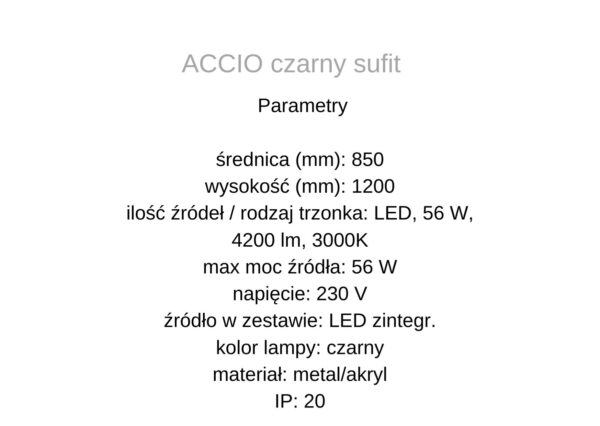 Lampa sufitowa ACCIO czarny sufit