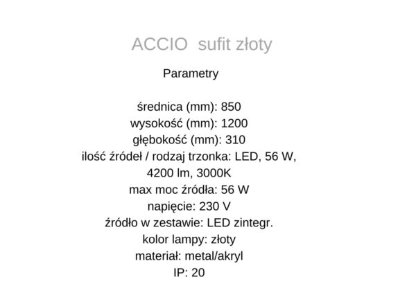 Lampa sufitowa ACCIO  sufit złoty