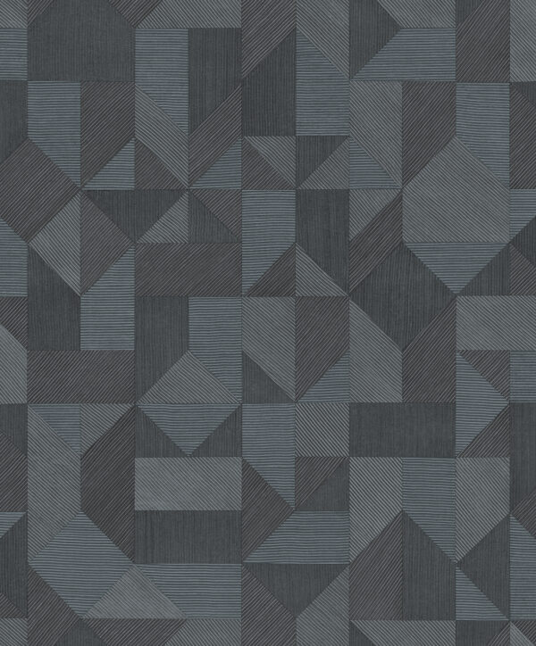 TAPETA WINYLOWA GEOMETRYCZNA UKŁADANKA NIEBIESKI GRAFIT DECOPRINT BLOOMING BL22773