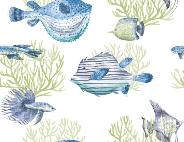 TAPETA ANTHOLOGY RESOURCE DAISY BENNETT DB10210 RYBY NIEBIESKI ZIELONY