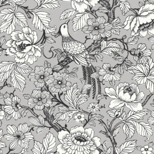 TAPETA KWIATY PTAKI SZAROŚĆ WALLQUEST NEWPORT EC80407
