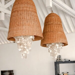 Lampa sufitowa rattanowa jasnobrązowa SHELL L