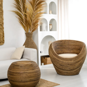 Fotel rattan TEGAL CIEMNY