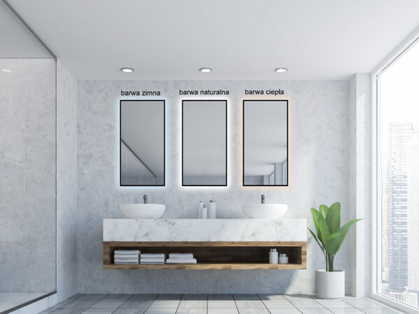 Lustro Icon organic 4 LED z podświetleniem na ścianę