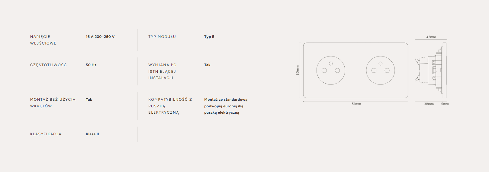 Grove Okrągły moduł gniazda francuskiego x 2 w podwójnej ramce czarne