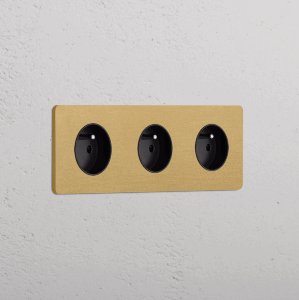 Grove Okrągły moduł gniazda francuskiego x 3 w potrójnej ramce czarne