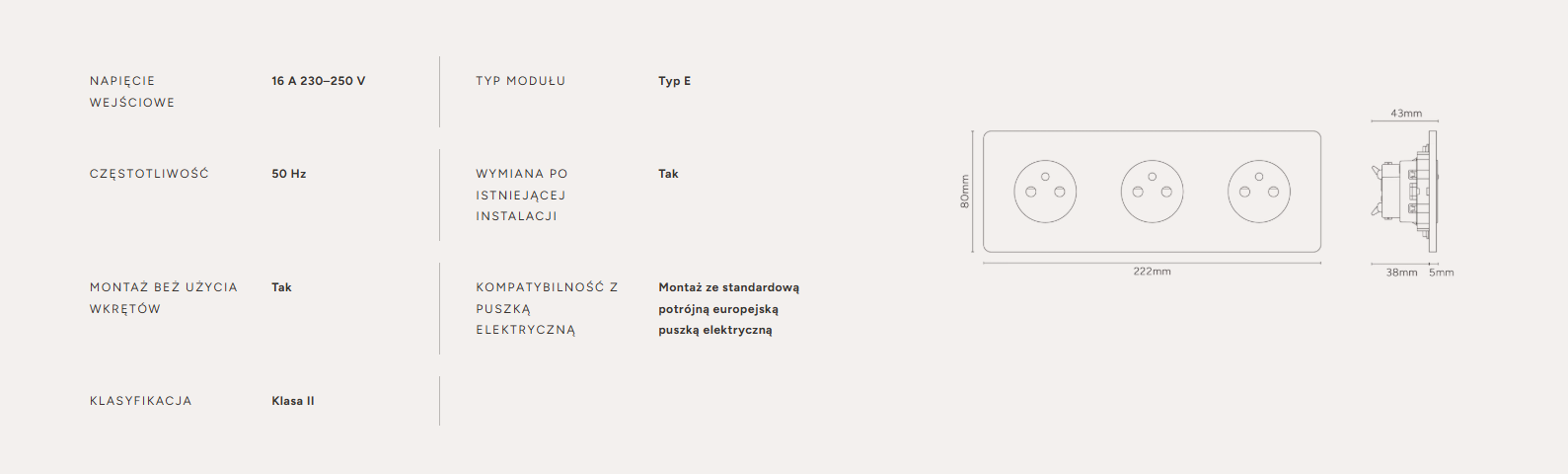 Grove Okrągły moduł gniazda francuskiego x 3 w potrójnej ramce czarne