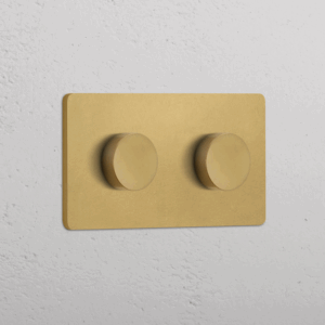 Grove Ściemniacz x 2 w podwójnej ramce mosiądz