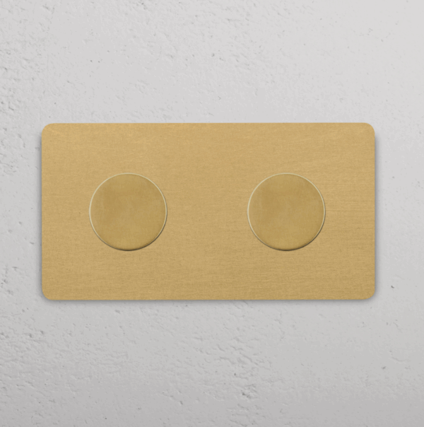 Grove Ściemniacz x 2 w podwójnej ramce mosiądz