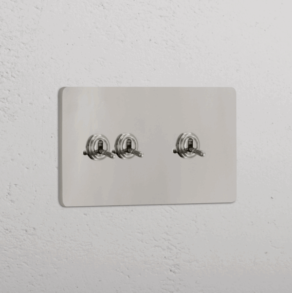 Grove Włącznik dźwigniowy 2+1 w podwójnej ramce nikiel