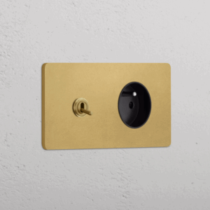 Grove Włącznik dźwigniowy oraz okrągły moduł gniazda francuskiego w podwójnej ramce czarny