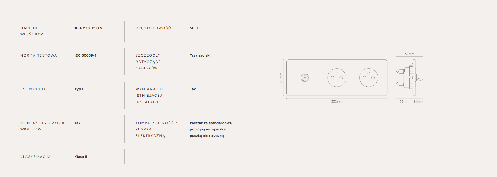Grove Włącznik dźwigniowy oraz okrągły moduł gniazda francuskiego x 2 w potrójnej ramce czarny