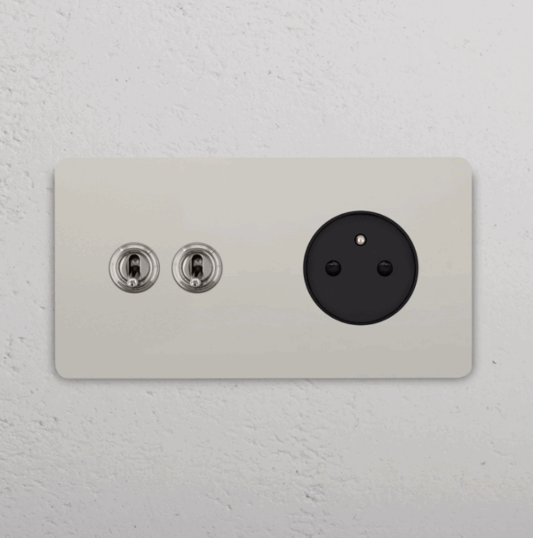 Grove Włącznik dźwigniowy oraz okrągły moduł gniazda francuskiego w podwójnej ramce czarny