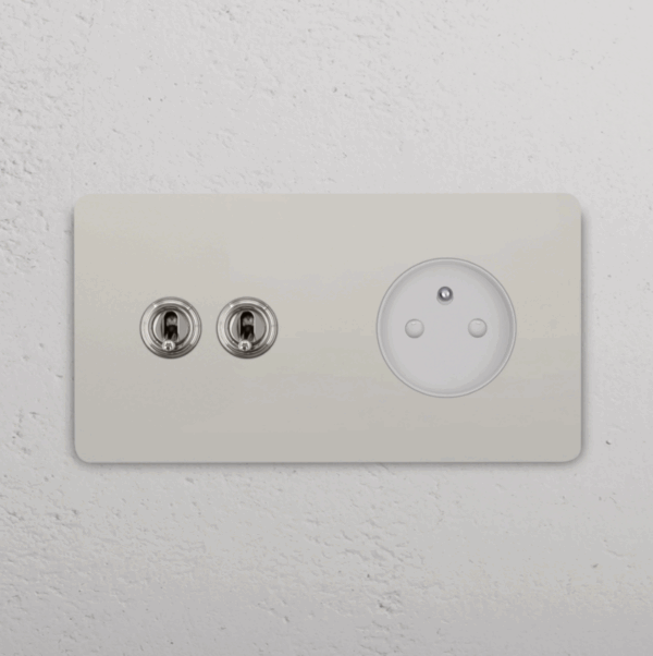 Grove Włącznik dźwigniowy oraz okrągły moduł gniazda francuskiego w podwójnej ramce biały