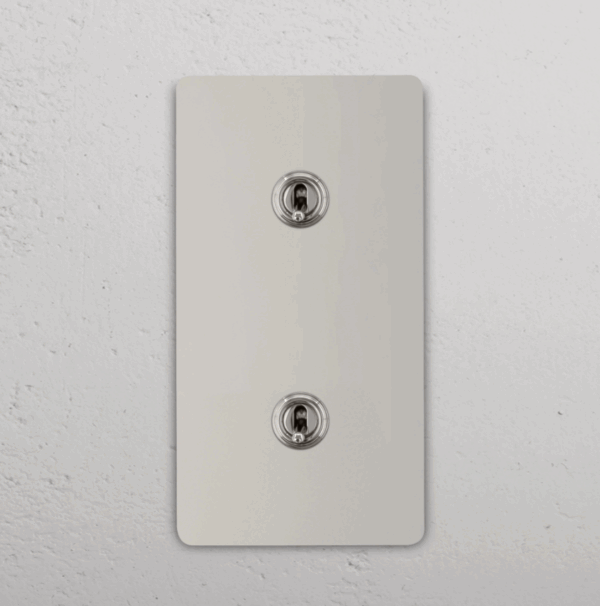 Grove Włącznik dźwigniowy x 2 w podwójnej ramce pionowej nikiel