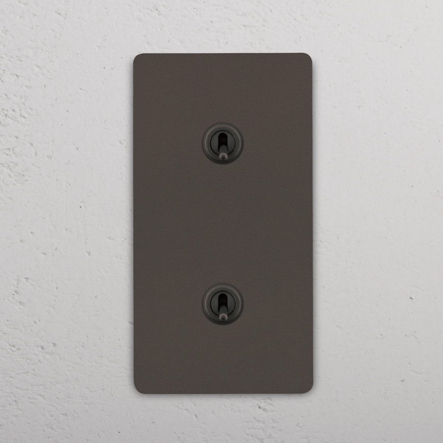 Grove Włącznik dźwigniowy x 2 w podwójnej ramce pionowej brąz