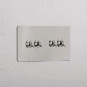 Grove Włącznik dźwigniowy x 4 w podwójnej ramce nikiel