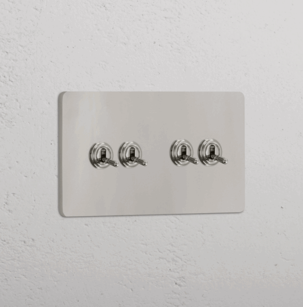 Grove Włącznik dźwigniowy x 4 w podwójnej ramce nikiel