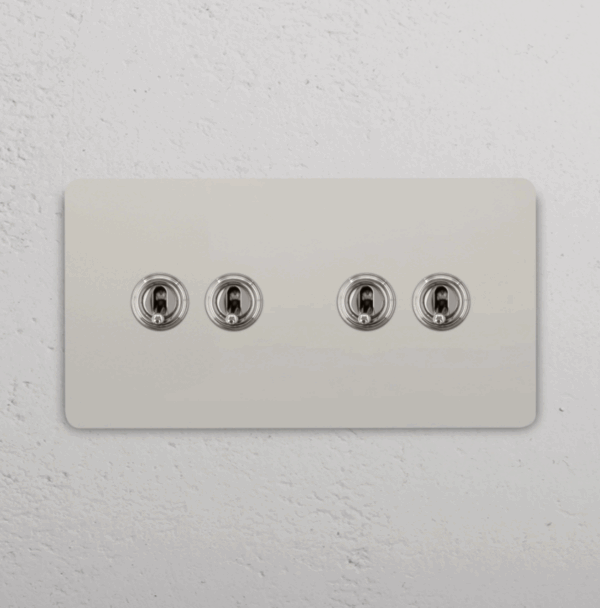 Grove Włącznik dźwigniowy x 4 w podwójnej ramce nikiel