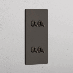 Grove Włącznik dźwigniowy x 4 w podwójnej ramce pionowej brąz