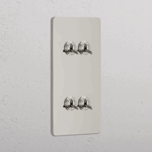 Grove Włącznik dźwigniowy x 4 w podwójnej ramce pionowej nikiel