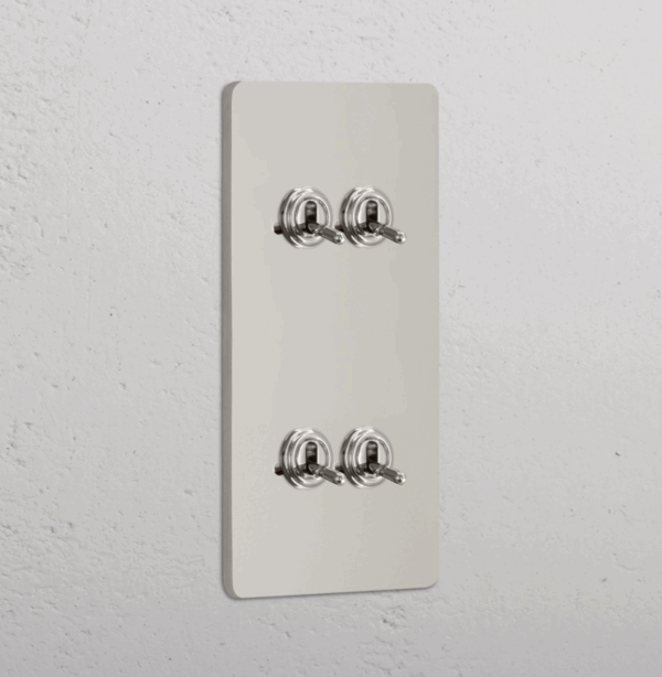 Grove Włącznik dźwigniowy x 4 w podwójnej ramce pionowej nikiel