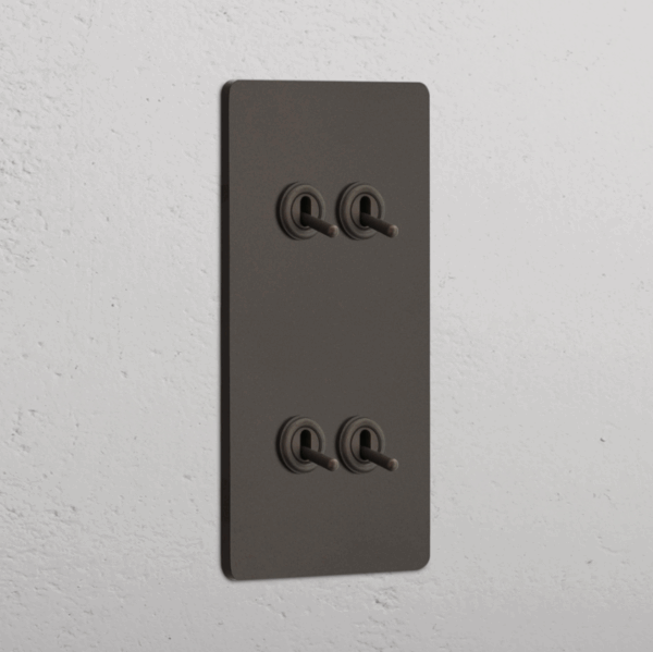 Grove Włącznik dźwigniowy x 4 w podwójnej ramce pionowej brąz