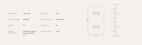 Grove Włącznik dźwigniowy x 4 w podwójnej ramce pionowej nikiel