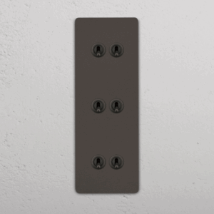 Grove Włącznik dźwigniowy x 6 w potrójnej ramce pionowej brąz