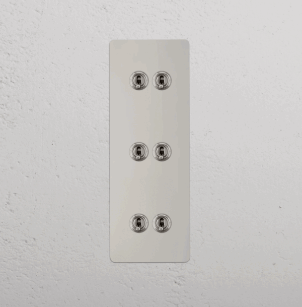 Grove Włącznik dźwigniowy x 6 w potrójnej ramce pionowej nikiel